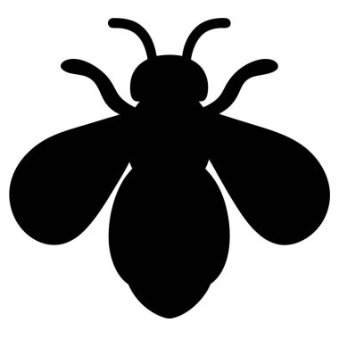 Beyaz arkaplana karşı bir arı siluetinin tek renkli görüntüsü sunuluyor