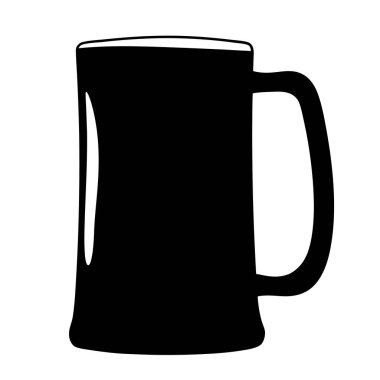 Beyaz arkaplanda bir bira bardağının ya da stein 'ın stilize edilmiş siyah silüeti