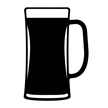 Sapı olan klasik bir bira bardağının tek renkli simgesi