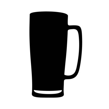 Kalın siyah siluet klasik bira bardağının beyaz arka planına karşı