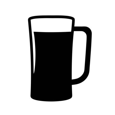 Full Beer Bardak Siluetinin Basit Siyah ve Beyaz Çizimi