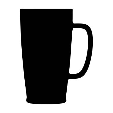 Saplı bir kahve fincanının silüeti, basit siyah ve beyaz bir görüntü.