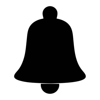 Bir zil veya uyarı çanı simgesinin basit siyah beyaz silueti