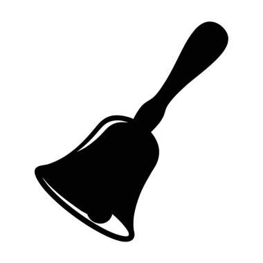 Eğri saplı bir el çanının basit siyah silüeti.