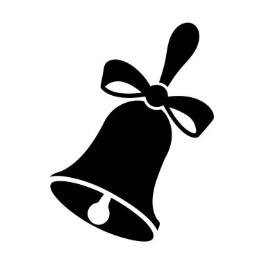 Temiz beyaz arkaplan üzerinde yay silueti olan basit bir siyah çan.