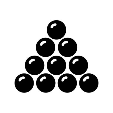 Üçgen şekilli piramit şeklinde dokuz siyah kürenin düzenlenmesi