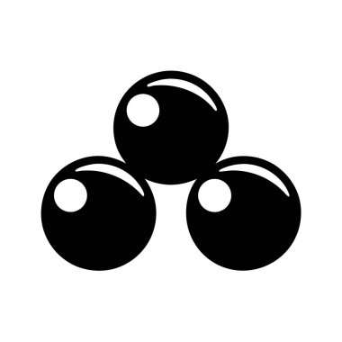 Piramitte düzenlenmiş üç parlak siyah topun basit minimalist çizimi