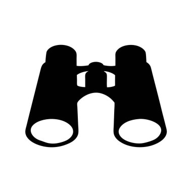 Uzaktaki şeyleri görmek için dürbünü temsil eden basitleştirilmiş siyah beyaz simge