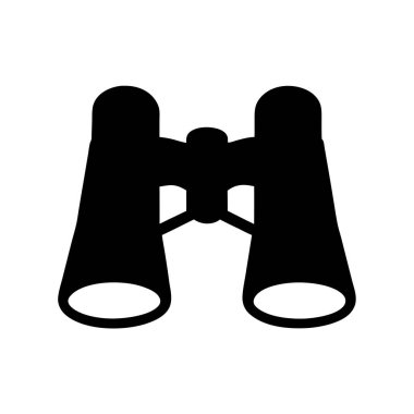 Beyaz bir arkaplanda bir çift dürbünün basit bir siluet çizimi