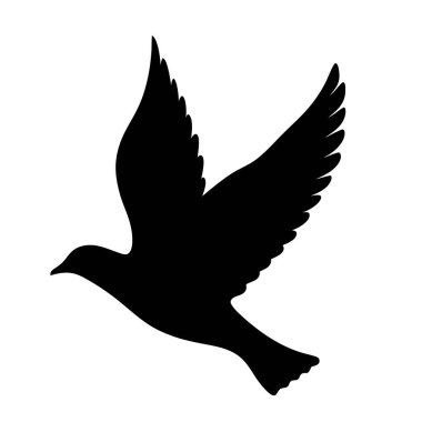 Uçan Kuşun Silueti Beyaz Arkaplanda Barış ve Özgürlüğü Sembolize Ediyor
