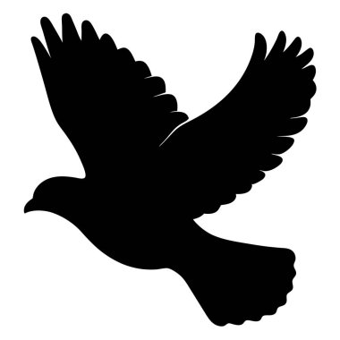 Geniş kanatları olan bir güvercin silueti barışı ve umudu simgeliyor.