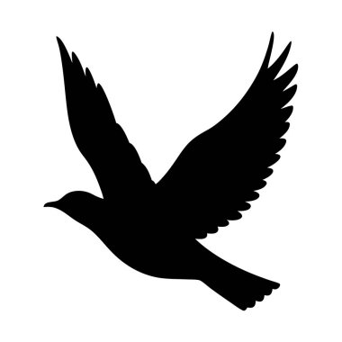 Özgürlüğü ve barışı yansıtan uçan kuşun siyah silueti