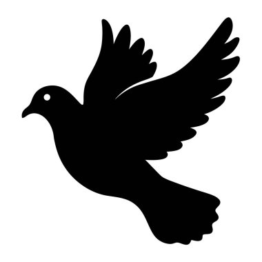 Uçan bir güvercinin siyah silueti barış ve huzuru temsil ediyor.