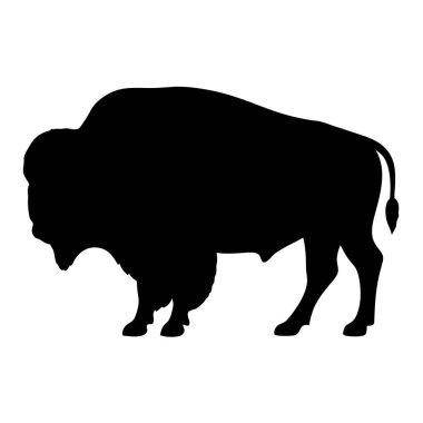 Görkemli bir bizon silueti, vahşi batıyı çağrıştıran beyaz bir arka plana karşı.