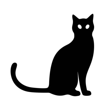 Temiz Beyaz Arkaplanda Çarpıcı Gözler Olan Basit Siyah Kedi Silueti