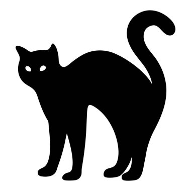 Beyaz bir Arkaplanda Arkalı Siyah Kedi Silueti