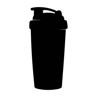 Bir Protein Titreştirici Şişesinin Siyah ve Beyaz Silueti