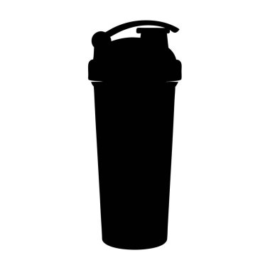 Sağlık ve zindelik için protein karıştırıcı şişesinin siyah silueti.