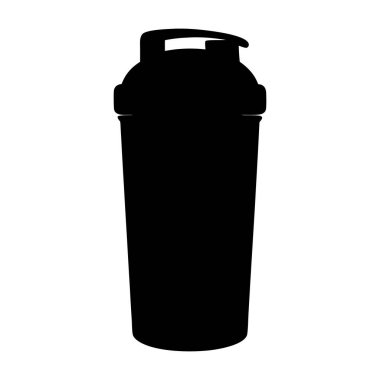 Formda kalmak için kullanılan protein karıştırıcı şişenin siyah silüeti.