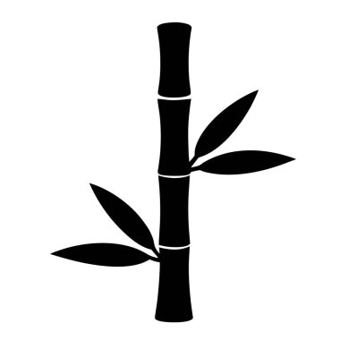 Yaprak dizaynlı siyah bambu sapının basit stilize edilmiş görüntüsü
