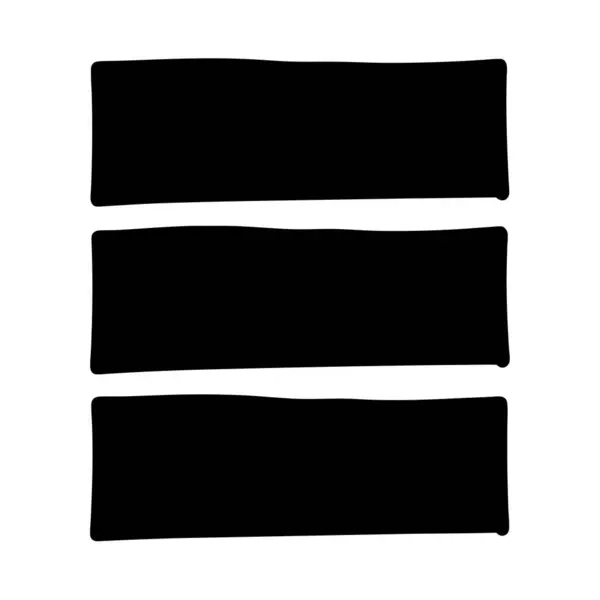 Üç Siyah Dikdörtgen Yuvarlak Köşeli Beyaz Arkaplanda Dikey Yığılmış