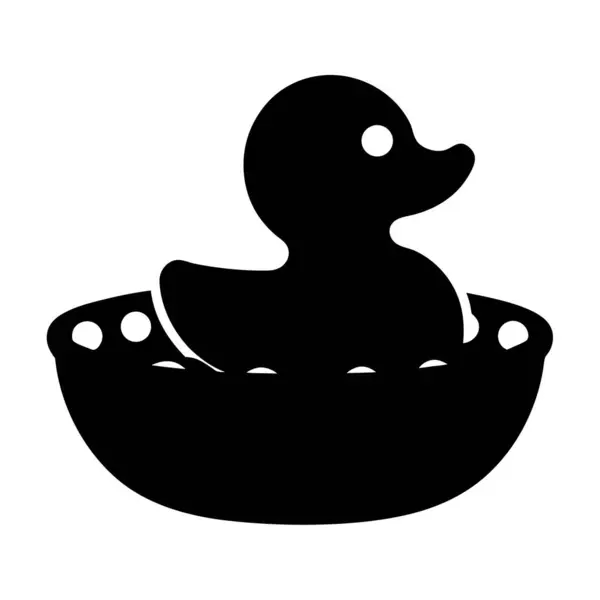 Baloncuklu küvette plastik ördek resmi, siyah ve beyaz.