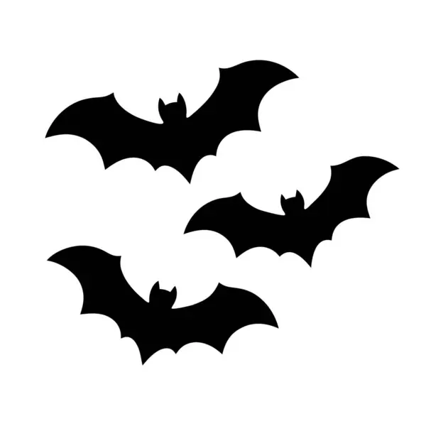 Cadılar Bayramı Dekorasyonu İçin Beyaz Arkaplanda Uçan Üç Kara Yarasa