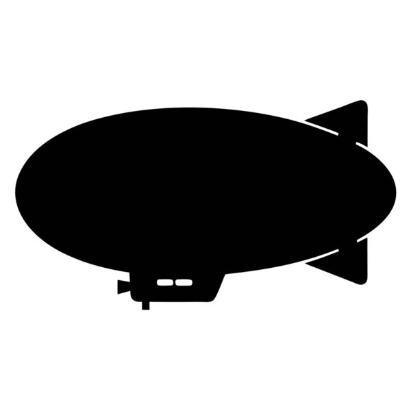 Силуэт классического дирижабля, мирно плывущего по небу, в старом стиле