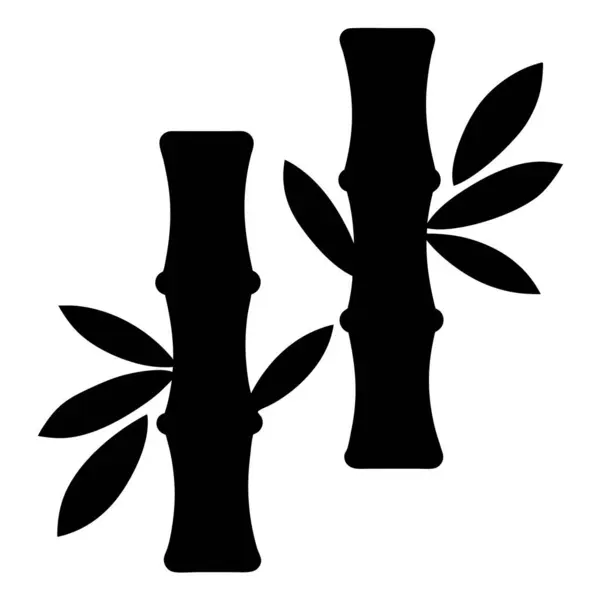 Beyaz Arkaplanda Yaprakları Olan Zarif Siluette İki Bambu Sapığı