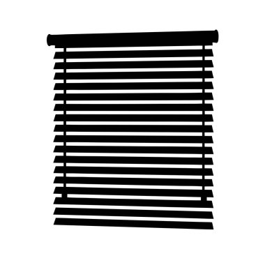 Gizlilik ve karanlık için pencere perdelerinin siyah ve beyaz silueti