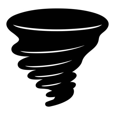 Girdap şeklinde dönen bir kasırganın basit siyah beyaz çizimi