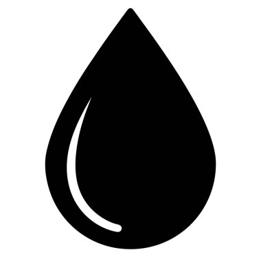 Yansıması olan tek bir siyah sıvı damlasının simgesel gösterimi
