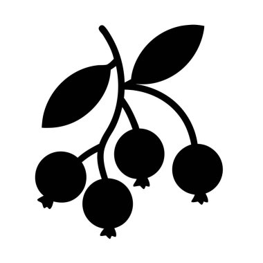 Böğürtlen ve yapraklarla siyah bir dalın basit bir çizimi