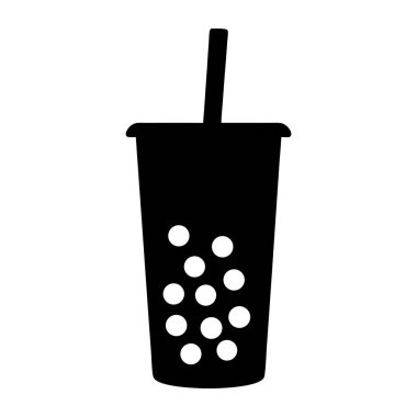 Bir fincan köpüklü çay içeceğinin siyah beyaz vektör çizimi