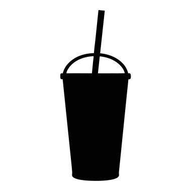 Ferahlatıcı bir içeceğin silueti Tadını çıkarmaya hazır bir pipetle