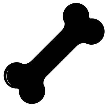 Köpek kemiği, evcil hayvan oyuncağı ve sembolün basit siyah beyaz görüntüsü.