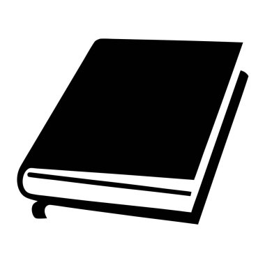 Beyaz arkaplanda kapalı bir kitabın basitleştirilmiş siyah siluet resmi
