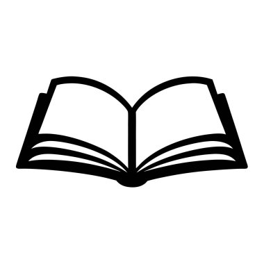 Açık kitap silueti, bilginin, eğitimin ve öğrenmenin klasik bir sembolü..