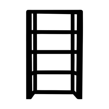 Basit Dörtlü Kitaplık Siluetinin Siyah ve Beyaz Görünümü