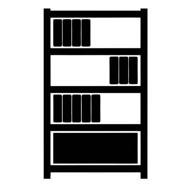 Beş raf veya rafın siyah ve beyaz minimalist tasviri