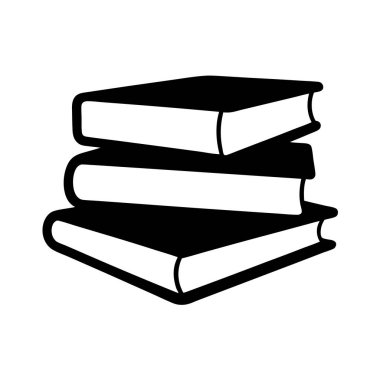 Siyah ve Beyaz Simge Tasarım Biçiminde Basit Üç Kitap Yığını