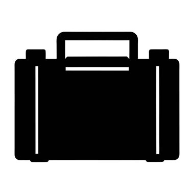 Saf siyah bavul veya basit taşıma kolu olan evrak çantası grafik simgesi