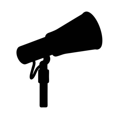 Bir el mikrofonunun silueti ve stüdyo kullanımı için ayarlanabilir stand