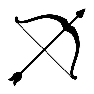 Bir yay ve okun basit siyah beyaz çizimi