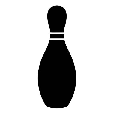 Beyaz arka planda basit, minimalist bir siyah bovling broşu.