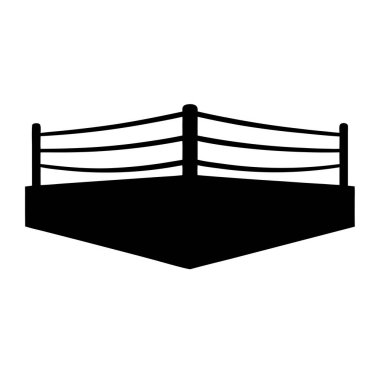 Beyaz arka planda bir boks ringinin siyah silueti.