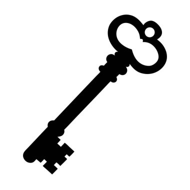 Dekoratif bir üst ve bıçak ile eski bir iskelet anahtarın silüeti.