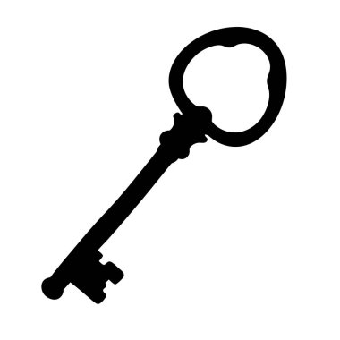 Sade beyaz bir arkaplanda antik bir anahtarın silüeti.