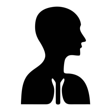 İnsan solunum sistemi siyah siluet vektör illüstrasyon anatomi sağlık eğitimi