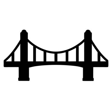 İki Kuleli Askı Köprüsü 'nün Basit Siyah Silüeti